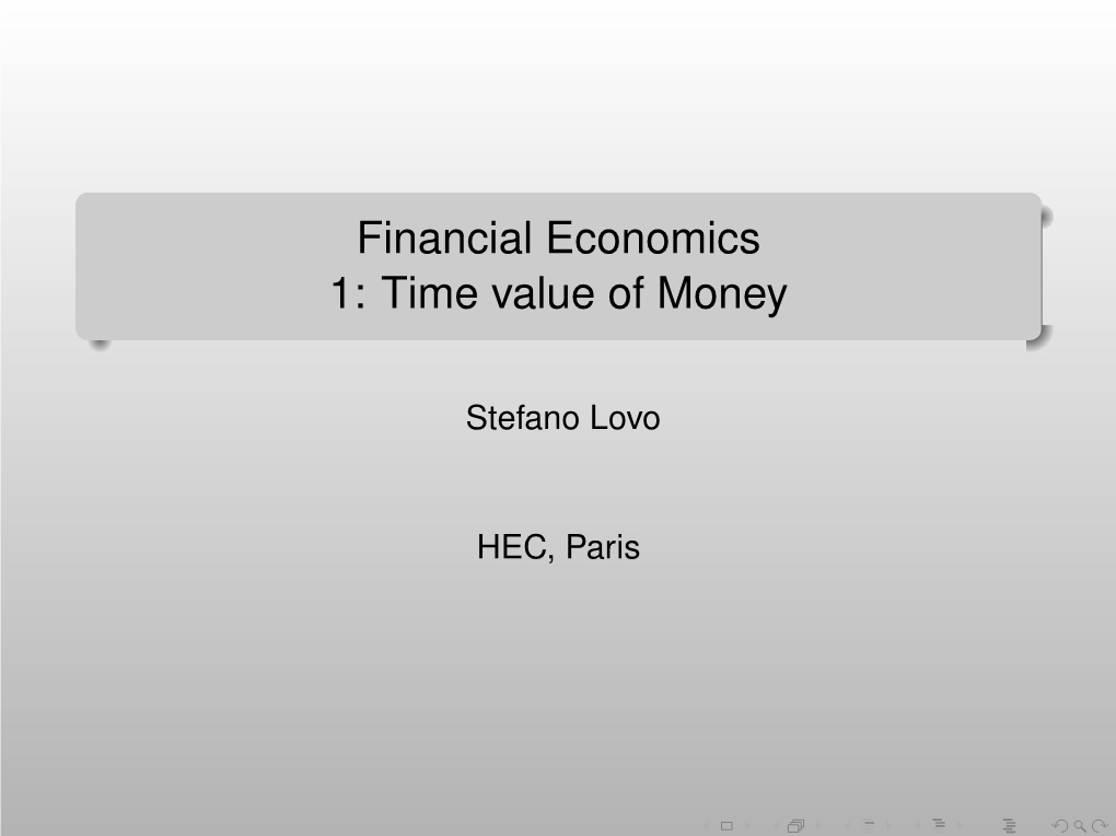 Financial Economics 1: Time Value of Money