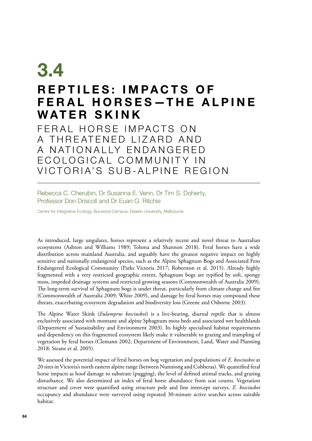 Impacts of Feral Horses—The Alpine Water Skink
