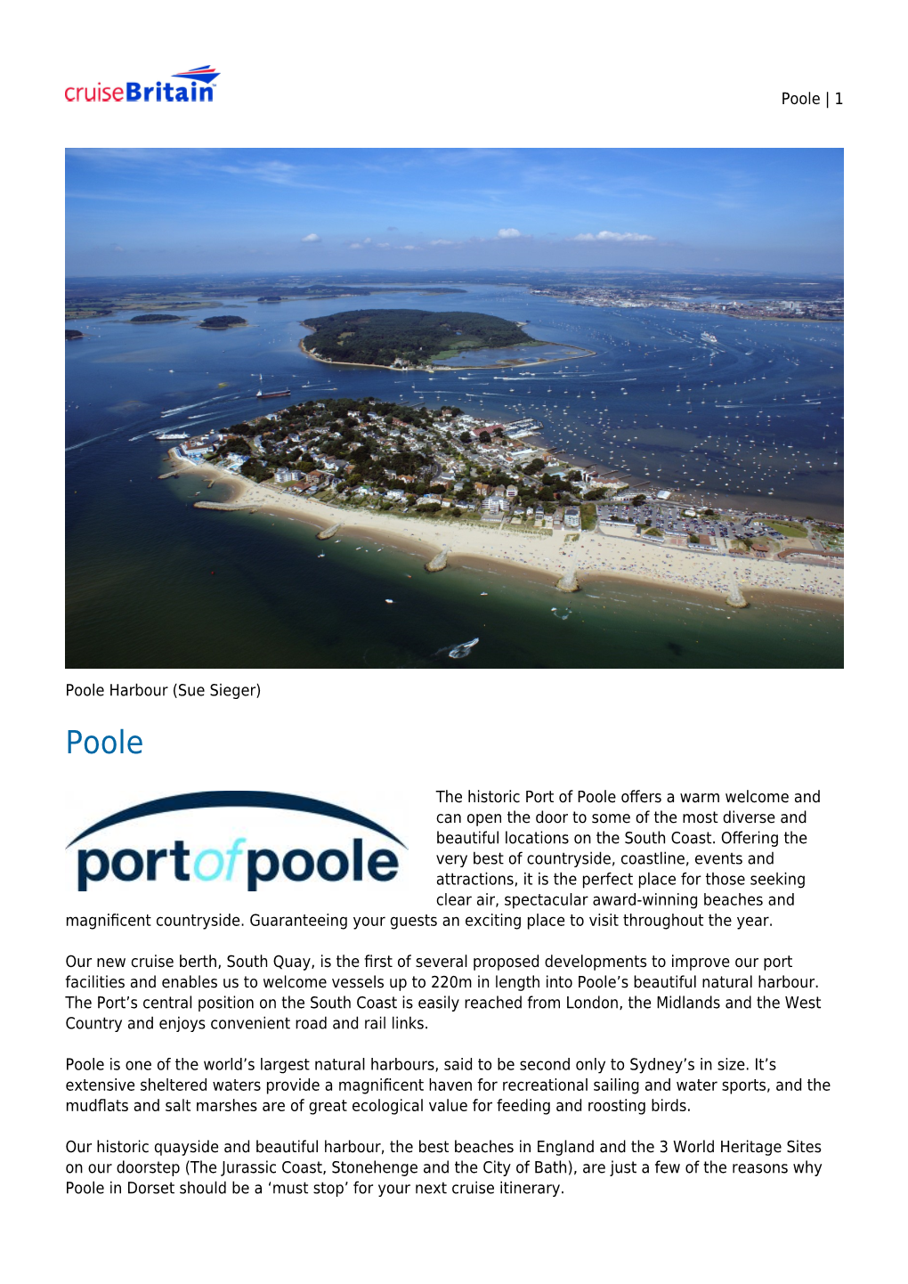 Poole | 1 Poole Harbour (Sue Sieger) the Historic Port of Poole Offers A