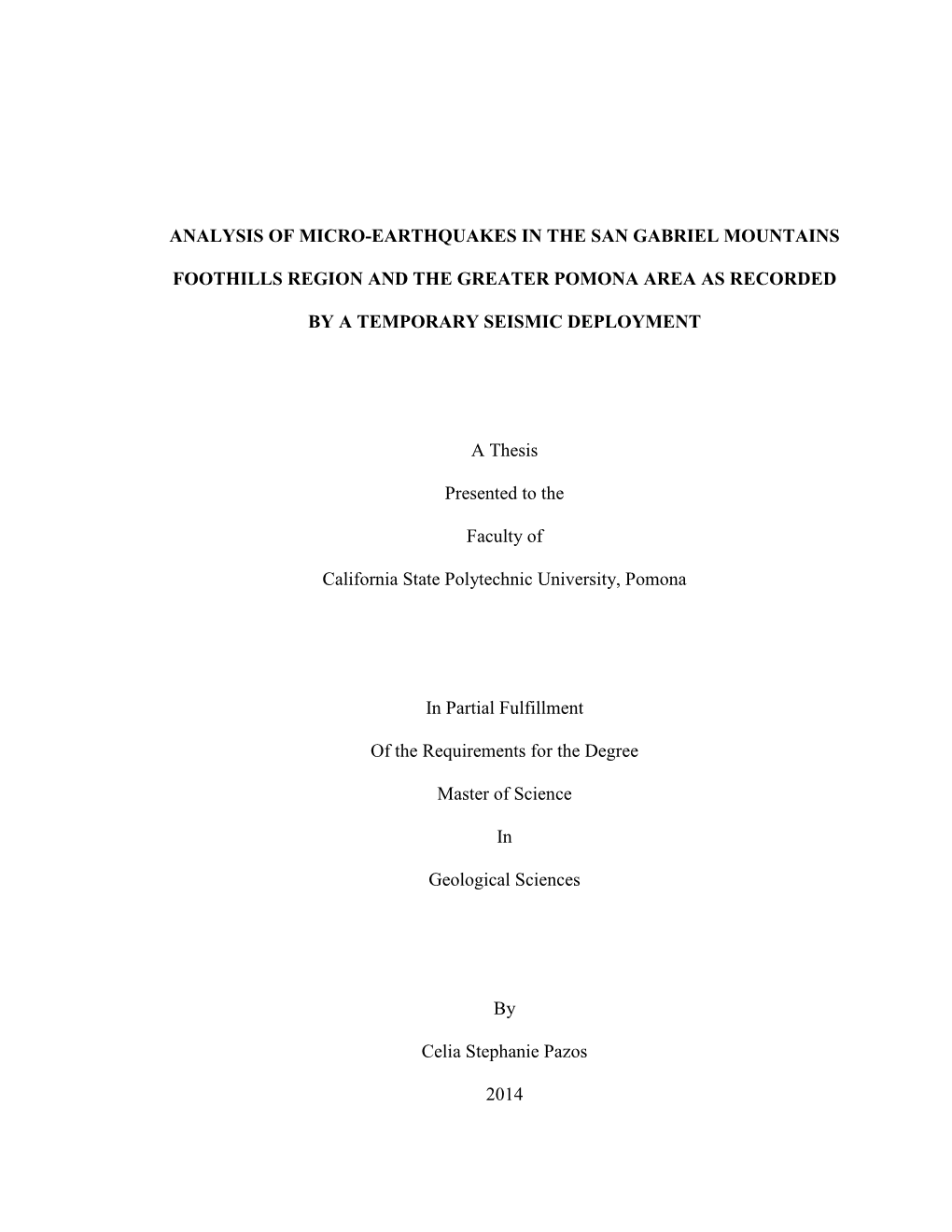 Analysis of Micro-Earthquakes in the San Gabriel Mountains