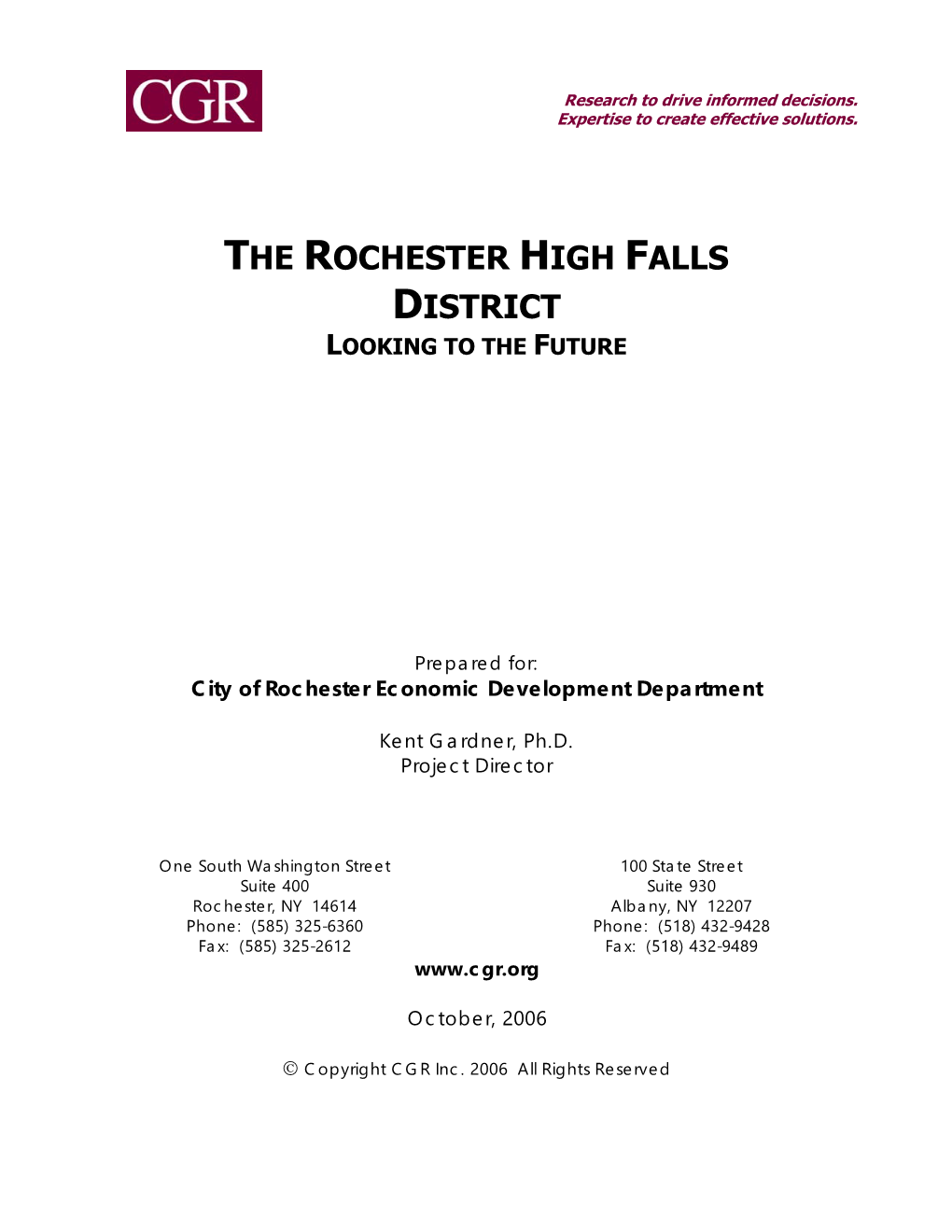 The Rochester High Falls District Looking to the Future