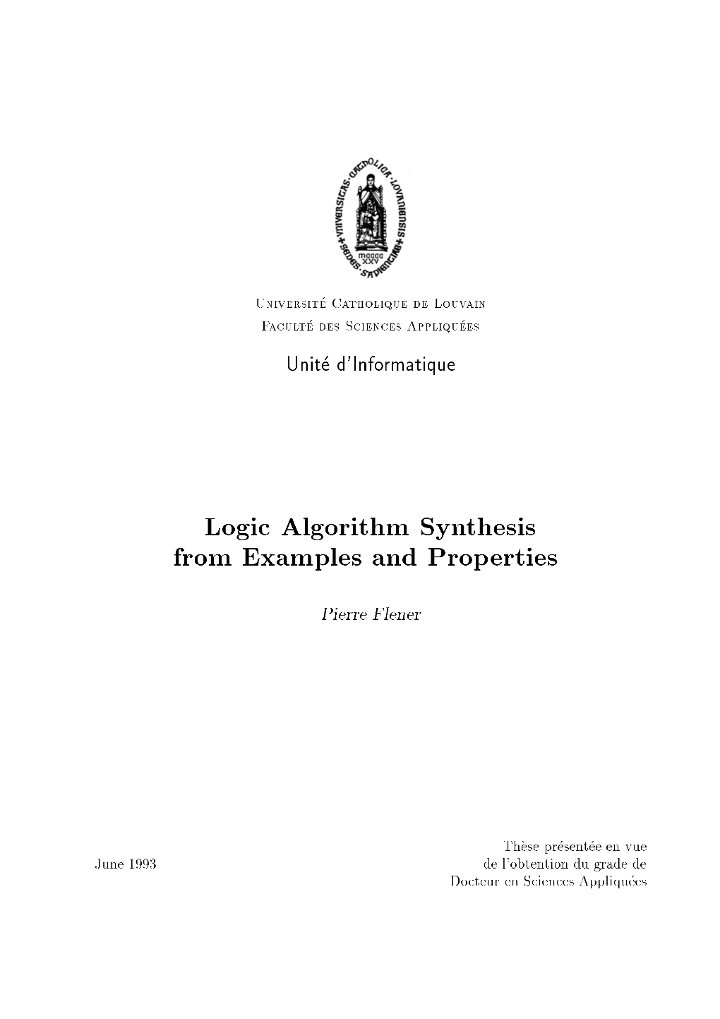Logic Algorithm Synthesis from Examples and Properties