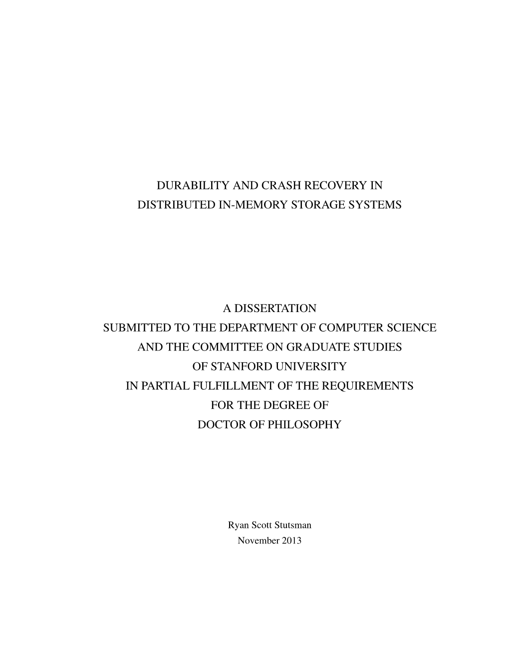 Durability and Crash Recovery in Distributed In-Memory Storage Systems