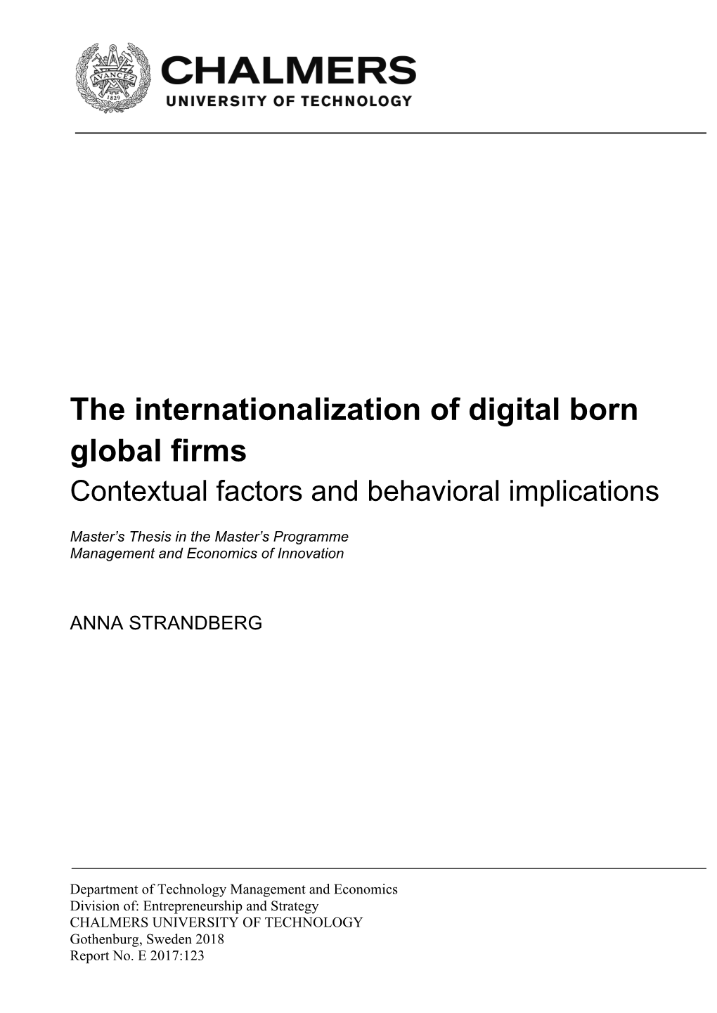 The Internationalization of Digital Born Global Firms