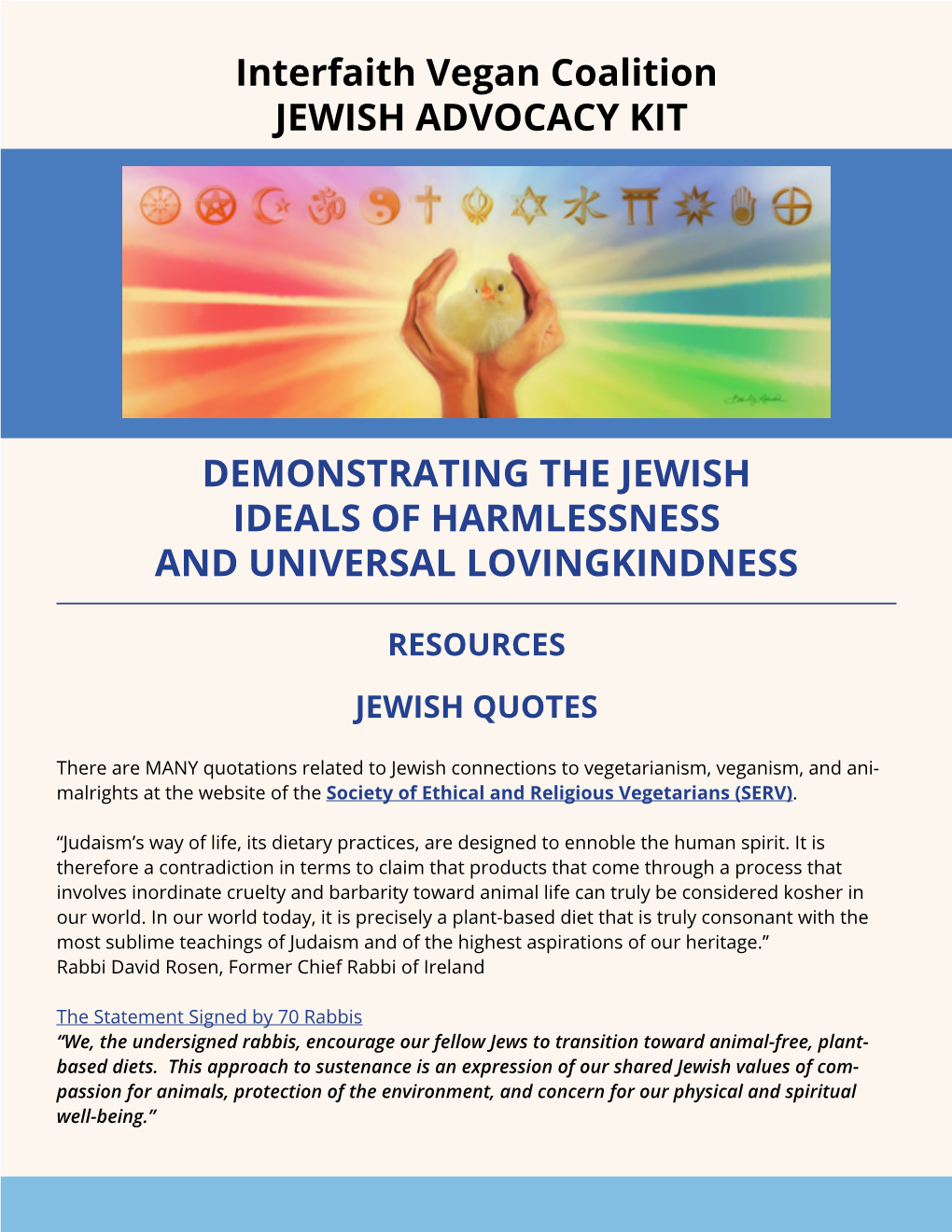 Interfaith Vegan Coalition Jewish Advocacy Kit Demonstrating The