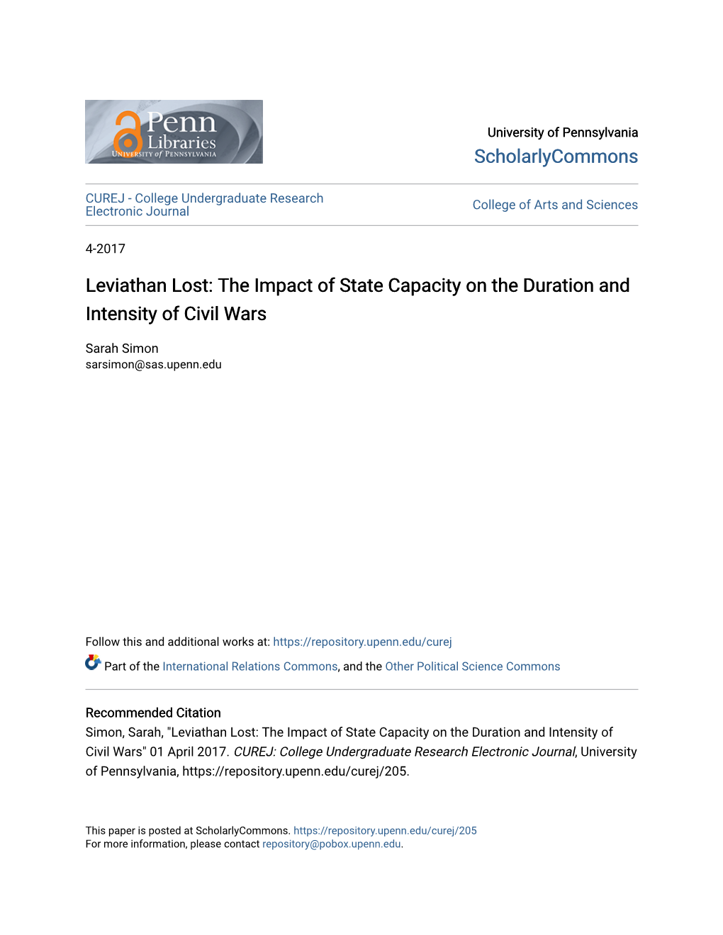 The Impact of State Capacity on the Duration and Intensity of Civil Wars