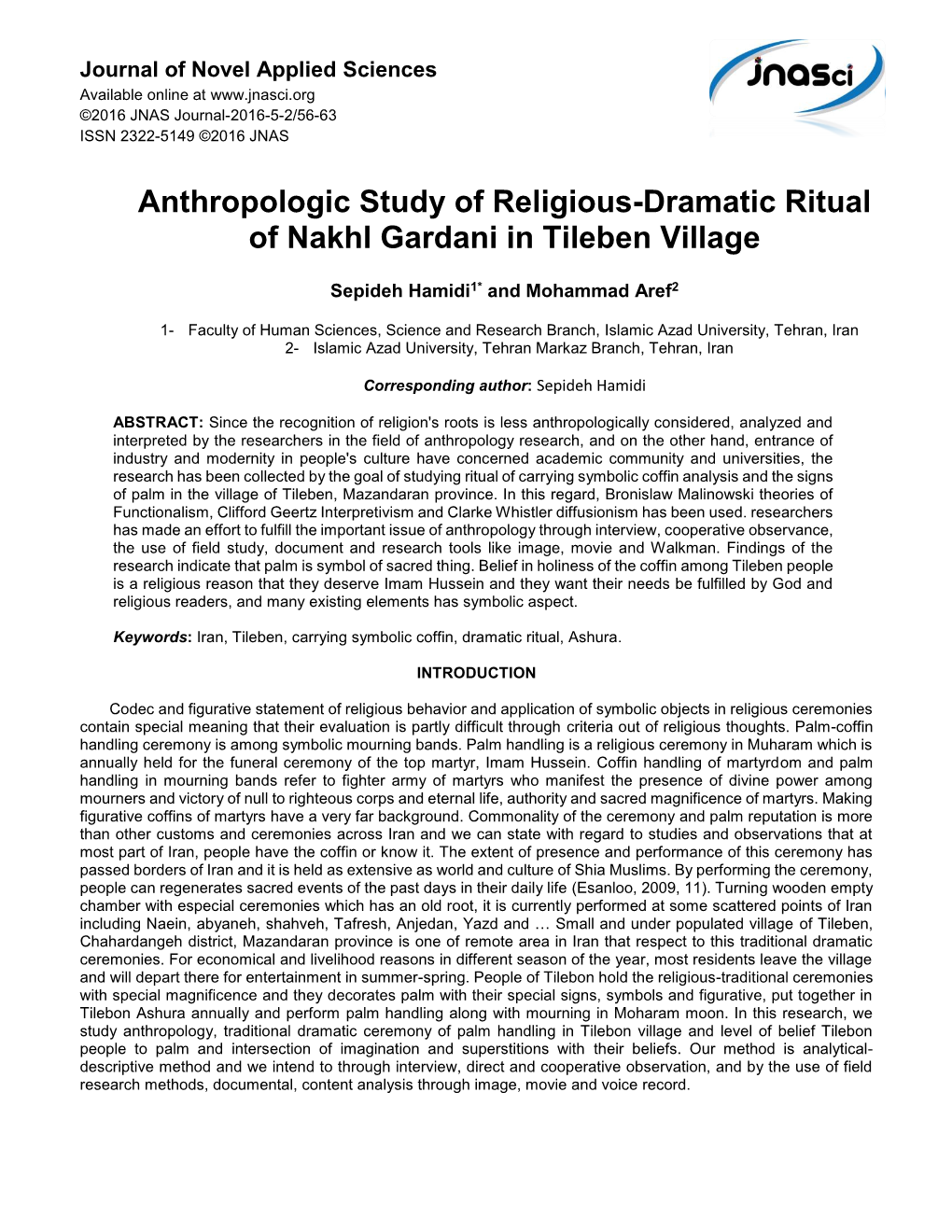 Anthropologic Study of Religious-Dramatic Ritual of Nakhl Gardani in Tileben Village