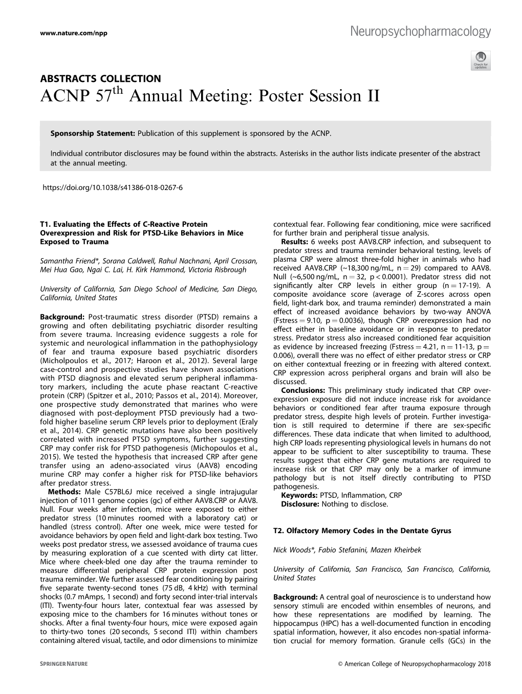 ACNP 57Th Annual Meeting: Poster Session II