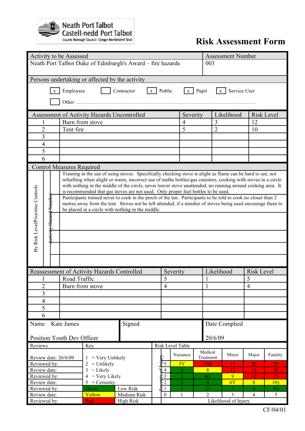 Risk Assessment Form s7