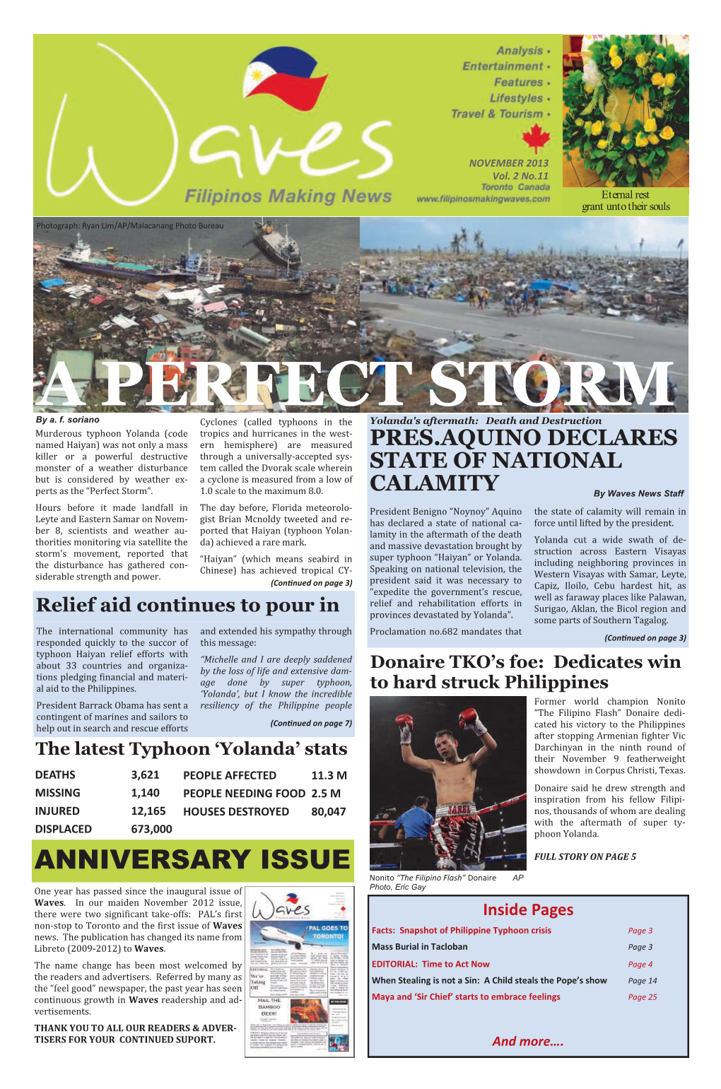 ANNIVERSARY ISSUE Nonito “The Filipino Flash” Donaire AP One Year Has Passed Since the Inaugural Issue of Photo, Eric Gay Waves