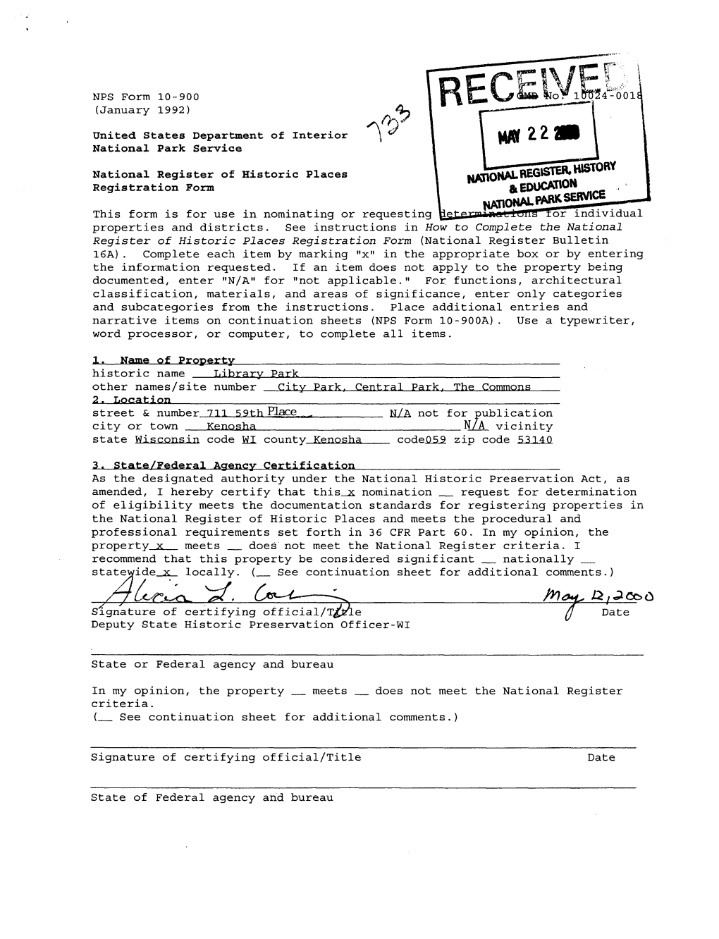 National Register of Historic Places Registration Form