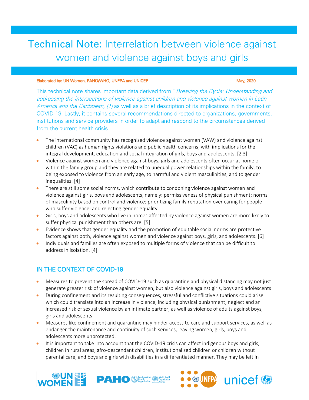 Technical Note: Interrelation Between Violence Against Women And