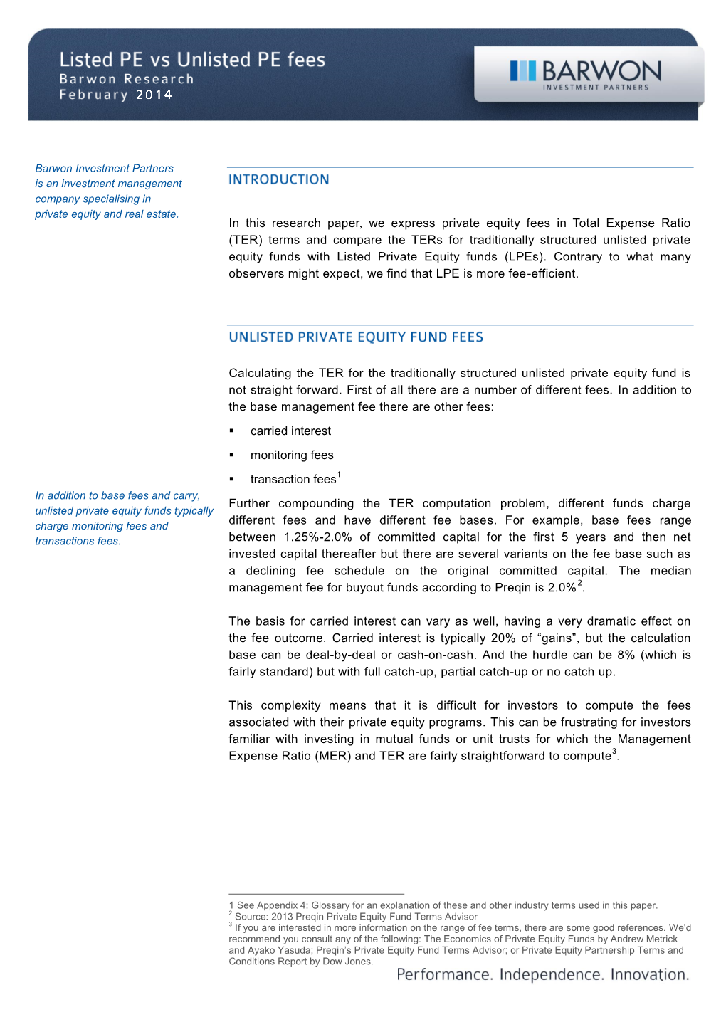 In This Research Paper, We Express Private Equity Fees In