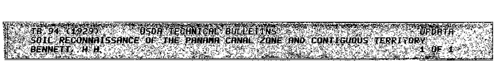 Soil Reconnaissance of the Panama Canal Zone and Contiguous Territory I