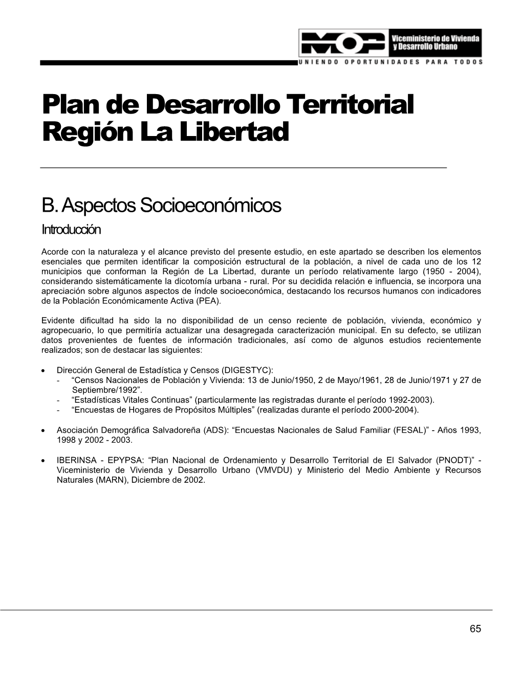 Plan De Desarrollo Territorial Región La Libertad