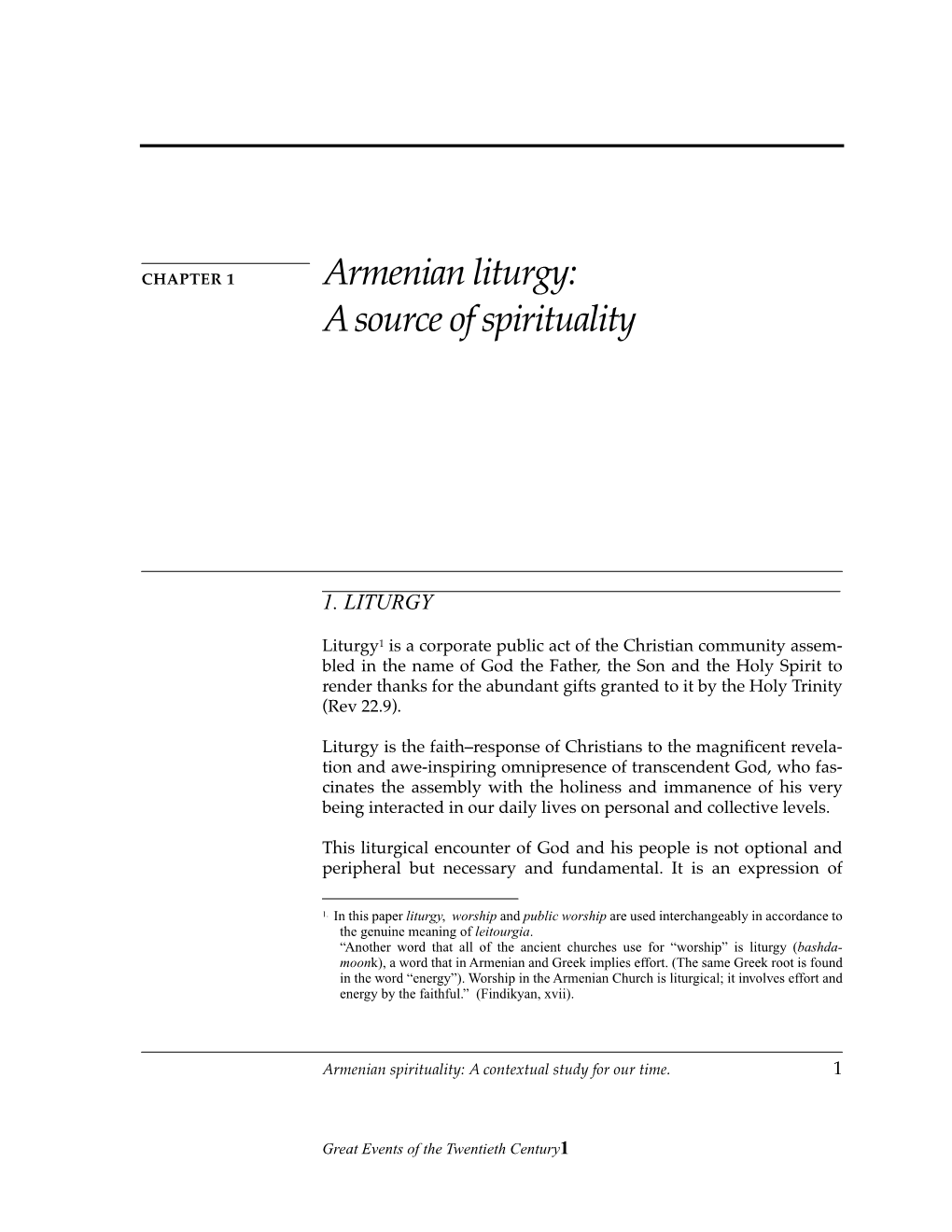 Armenian Liturgy: a Source of Spirituality