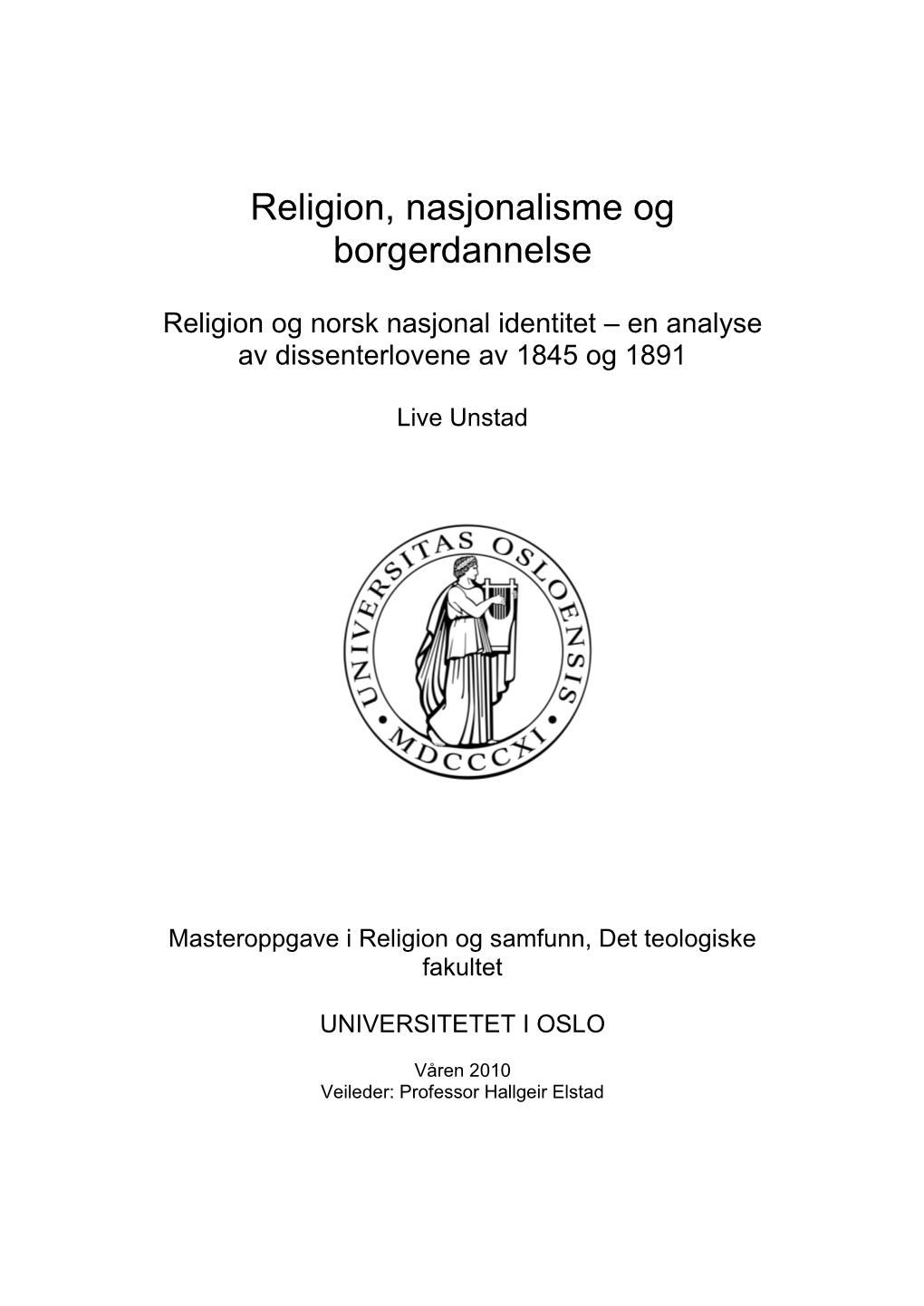 Religion, Nasjonalisme Og Borgerdannelse