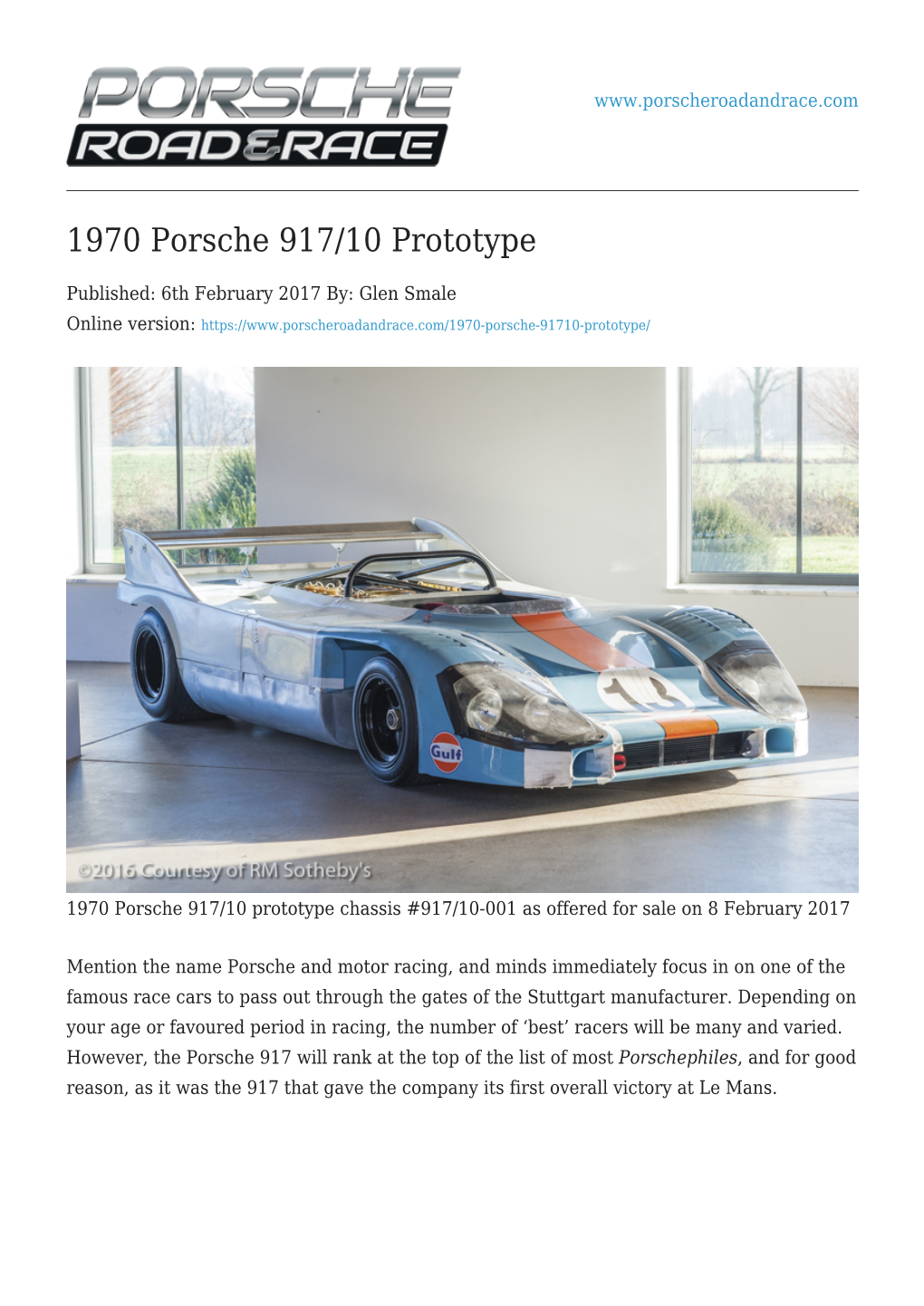 1970 Porsche 917/10 Prototype