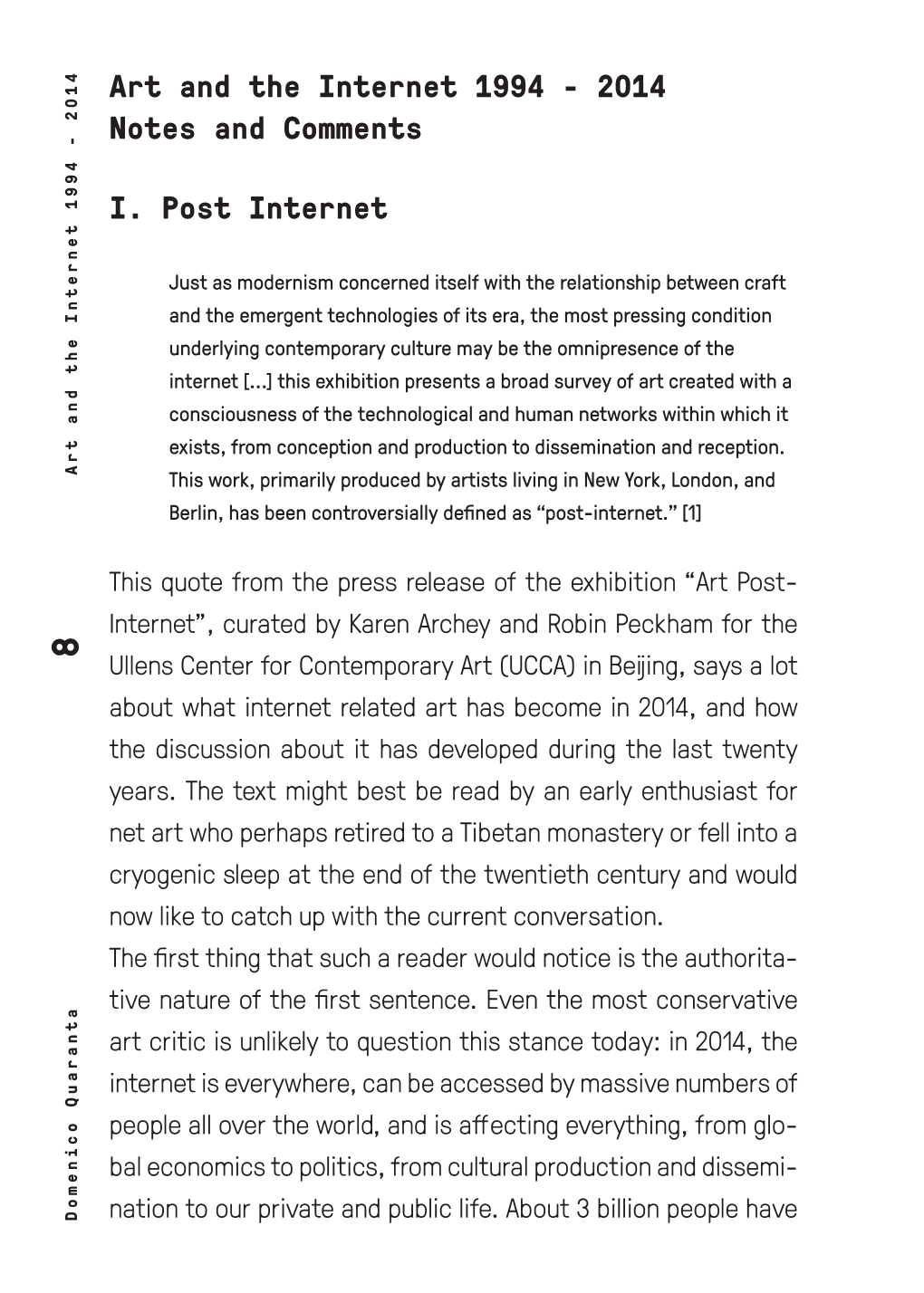 Art and the Internet 1994 - 2014 Notes and Comments