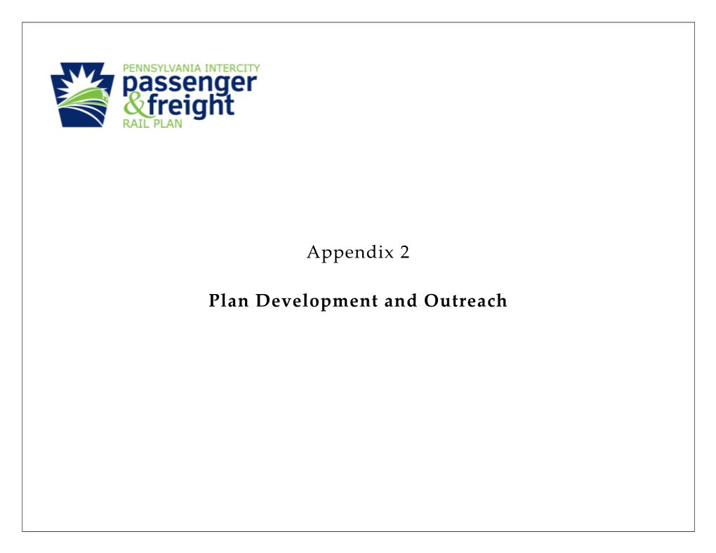 Appendix 2 Plan Development and Outreach