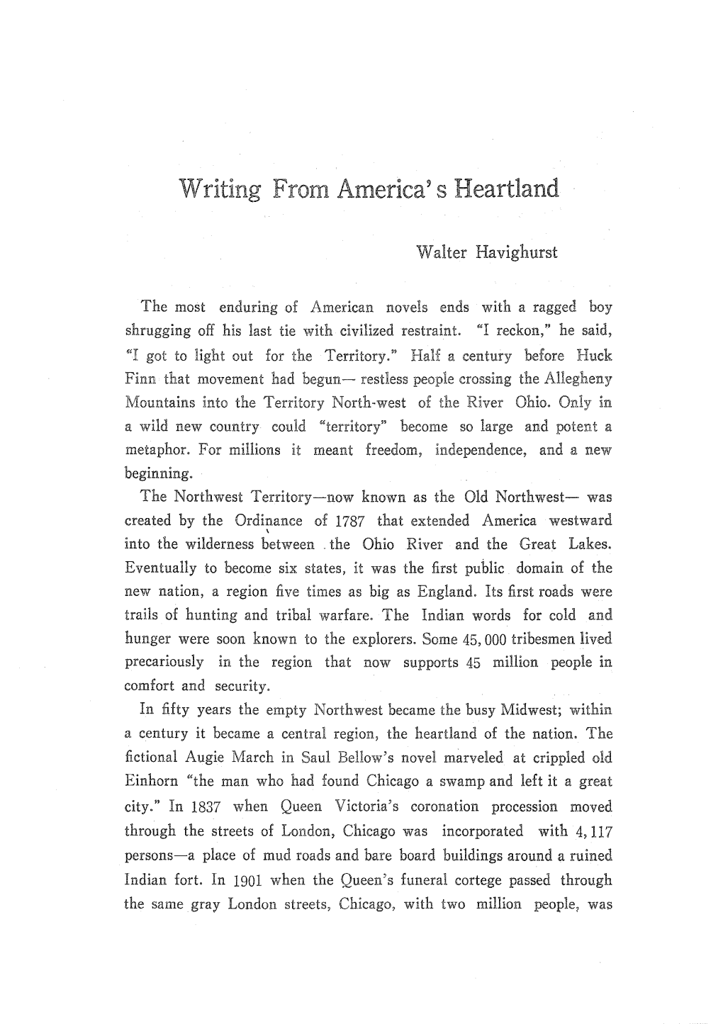 Writing from America's Heartland