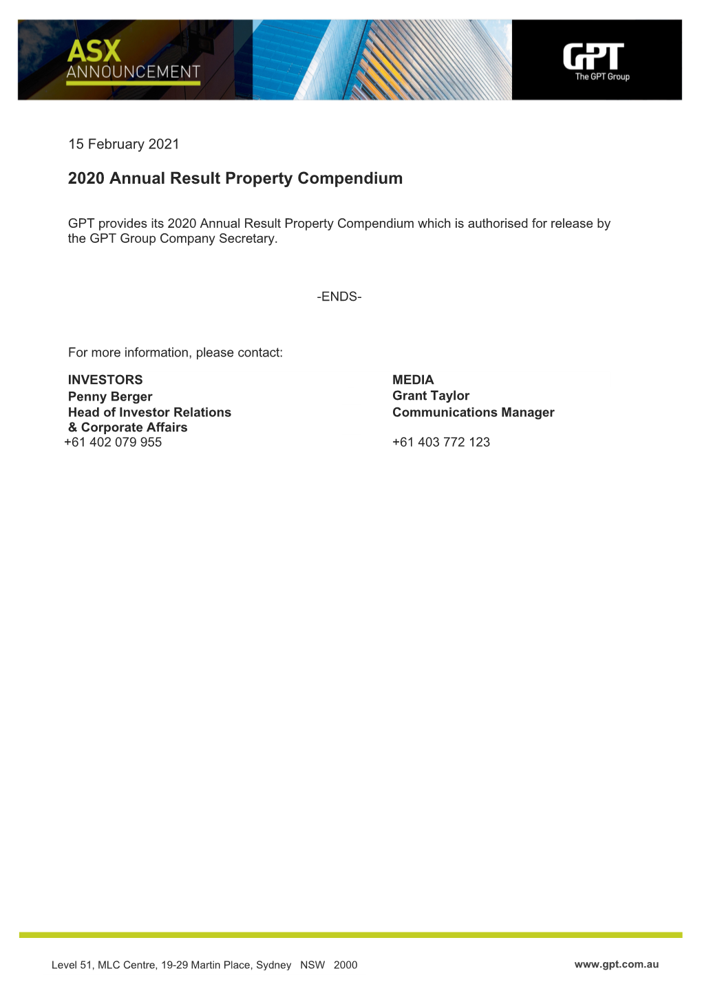 2020 Annual Result Property Compendium