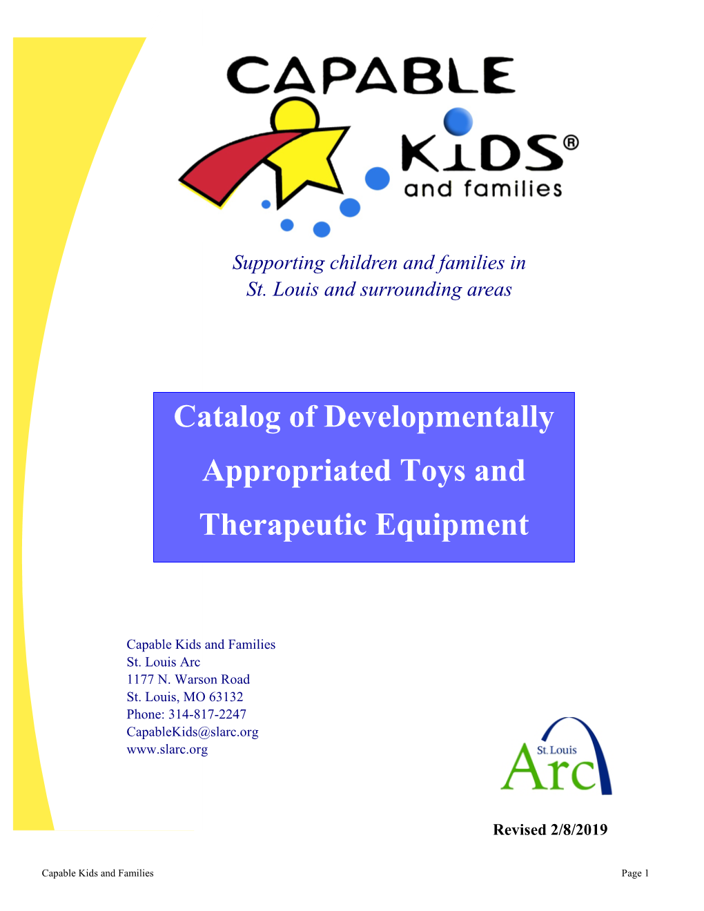 Catalog of Developmentally Appropriated Toys and Therapeutic Equipment