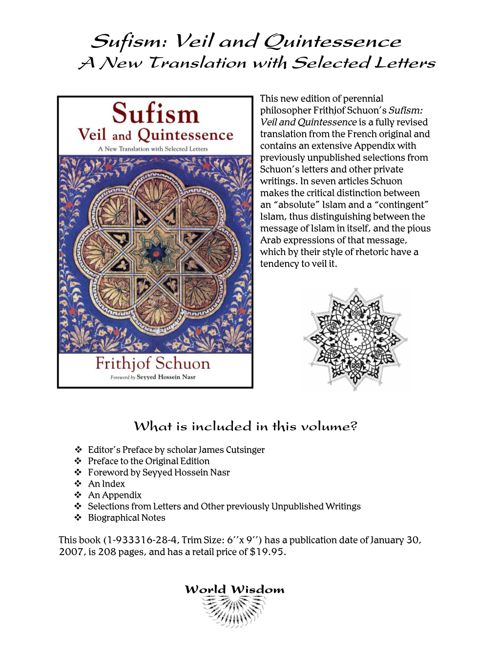Sufism: Veil and Quintessence a New Translation with Selected Letters