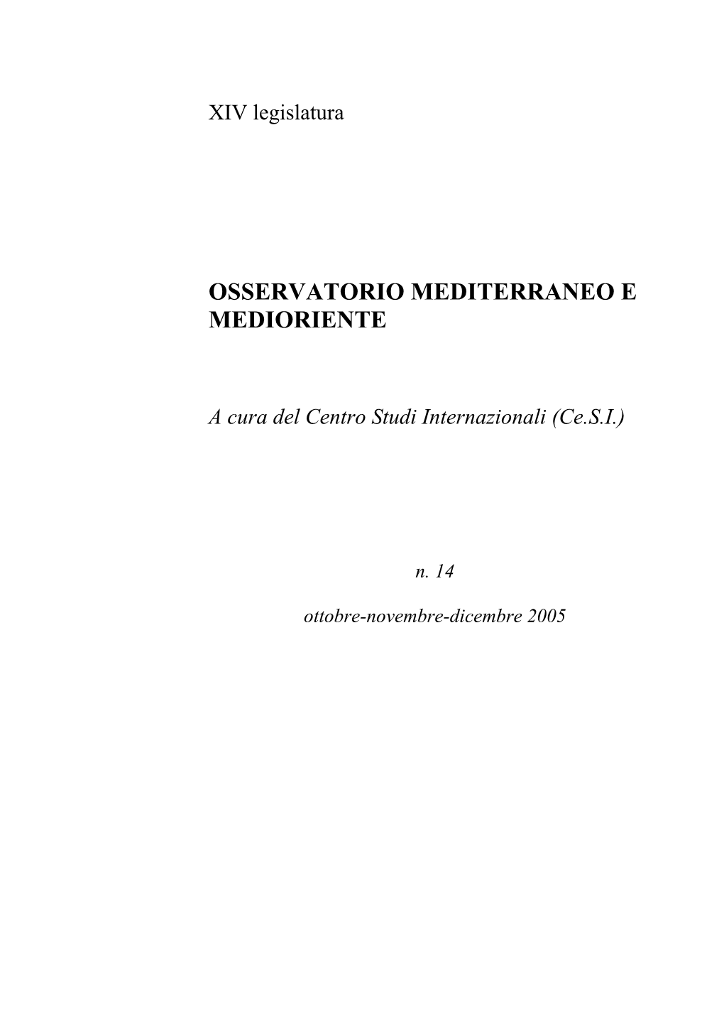 Osservatorio Mediterraneo E Medioriente