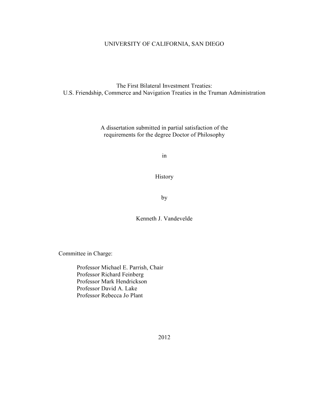 US Friendship, Commerce and Navigation Treaties I
