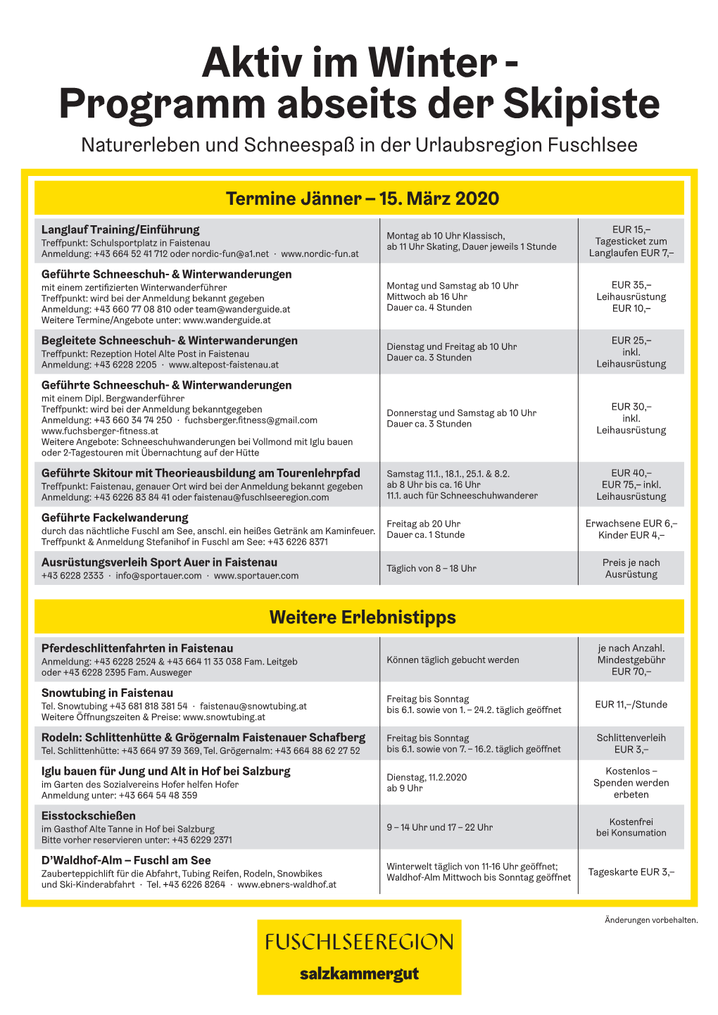 Aktiv Im Winter - Programm Abseits Der Skipiste Naturerleben Und Schneespaß in Der Urlaubsregion Fuschlsee