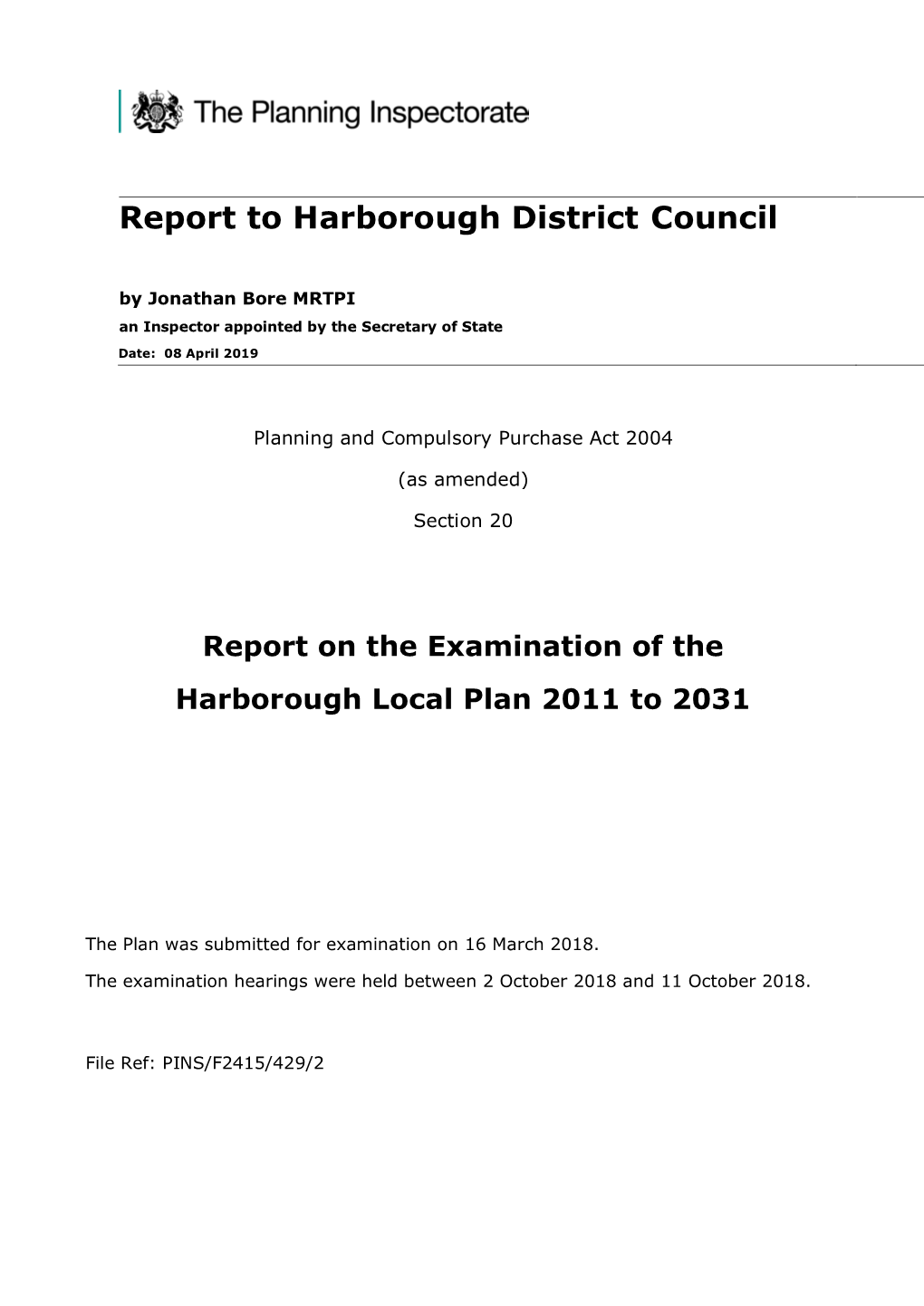 Report to Harborough District Council