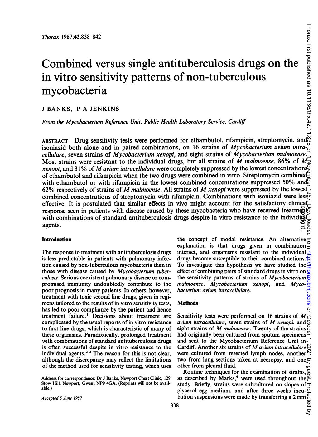 In Vitro Sensitivity Patterns of Non-Tuberculous Mycobacteria