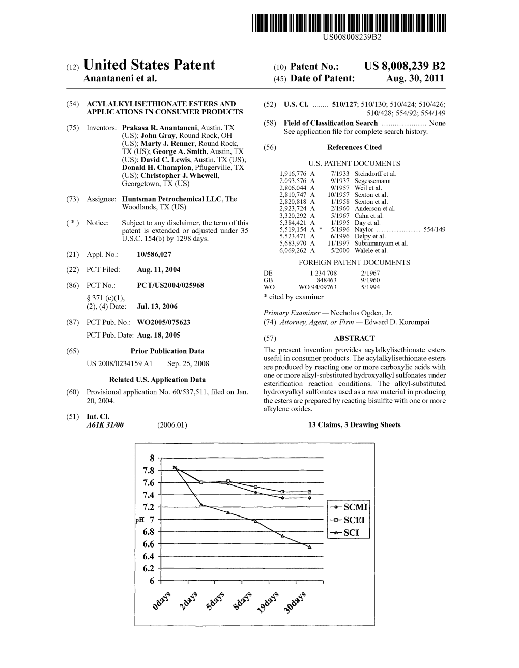 (12) United States Patent (10) Patent No.: US 8,008,239 B2 Anantaneni Et Al