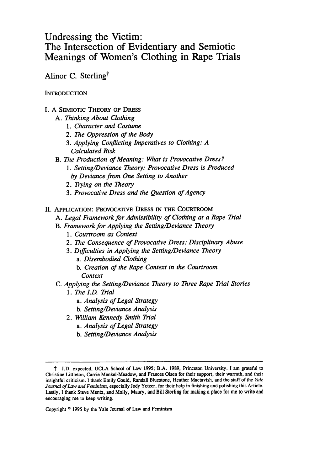 Undressing the Victim: the Intersection of Evidentiary and Semiotic Meanings of Women's Clothing in Rape Trials