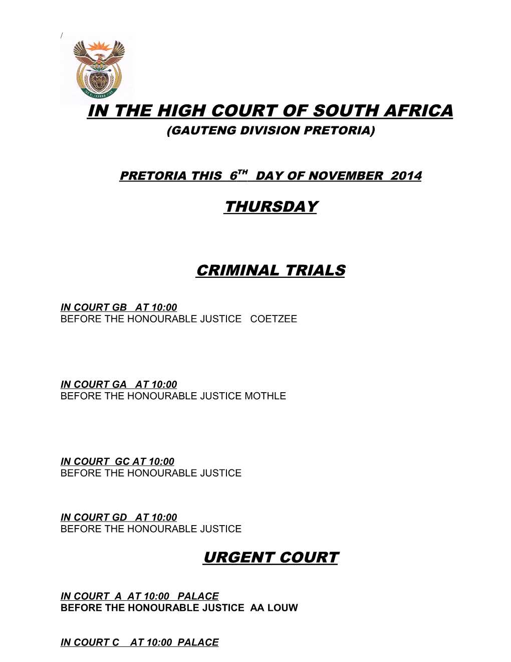 In the High Court of South Africa s3