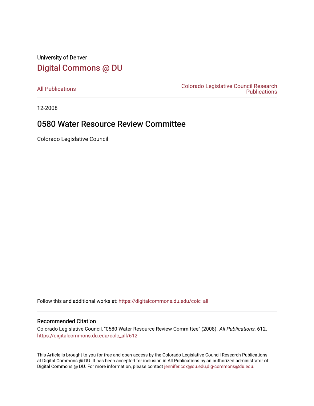 0580 Water Resource Review Committee