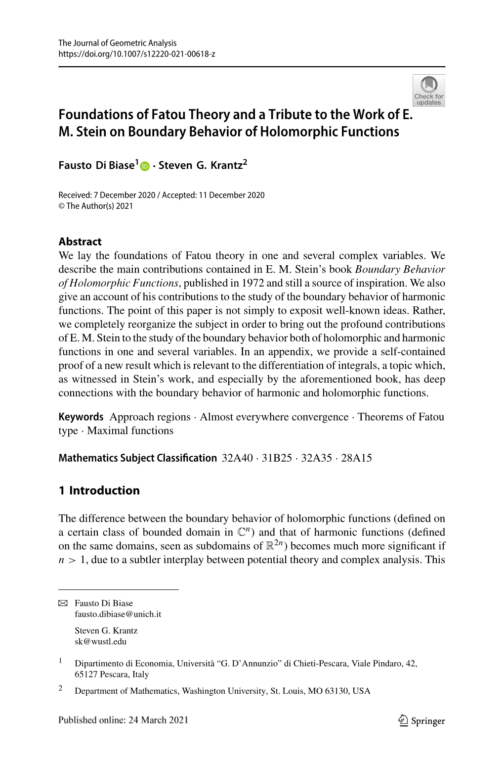 Foundations of Fatou Theory and a Tribute to the Work of E. M. Stein on Boundary Behavior of Holomorphic Functions