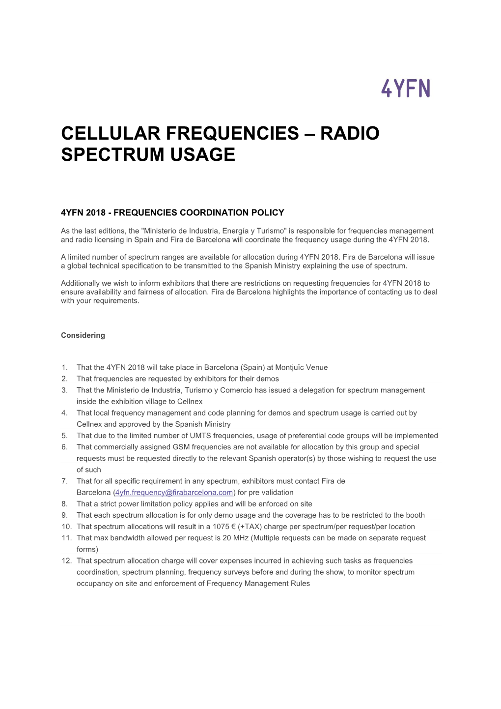 Cellular Frequencies – Radio Spectrum Usage