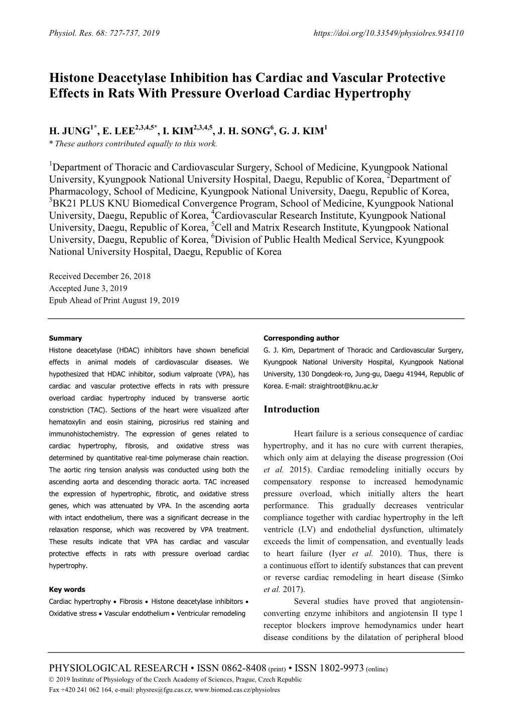 Histone Deacetylase Inhibition Has Cardiac and Vascular Protective Effects in Rats with Pressure Overload Cardiac Hypertrophy