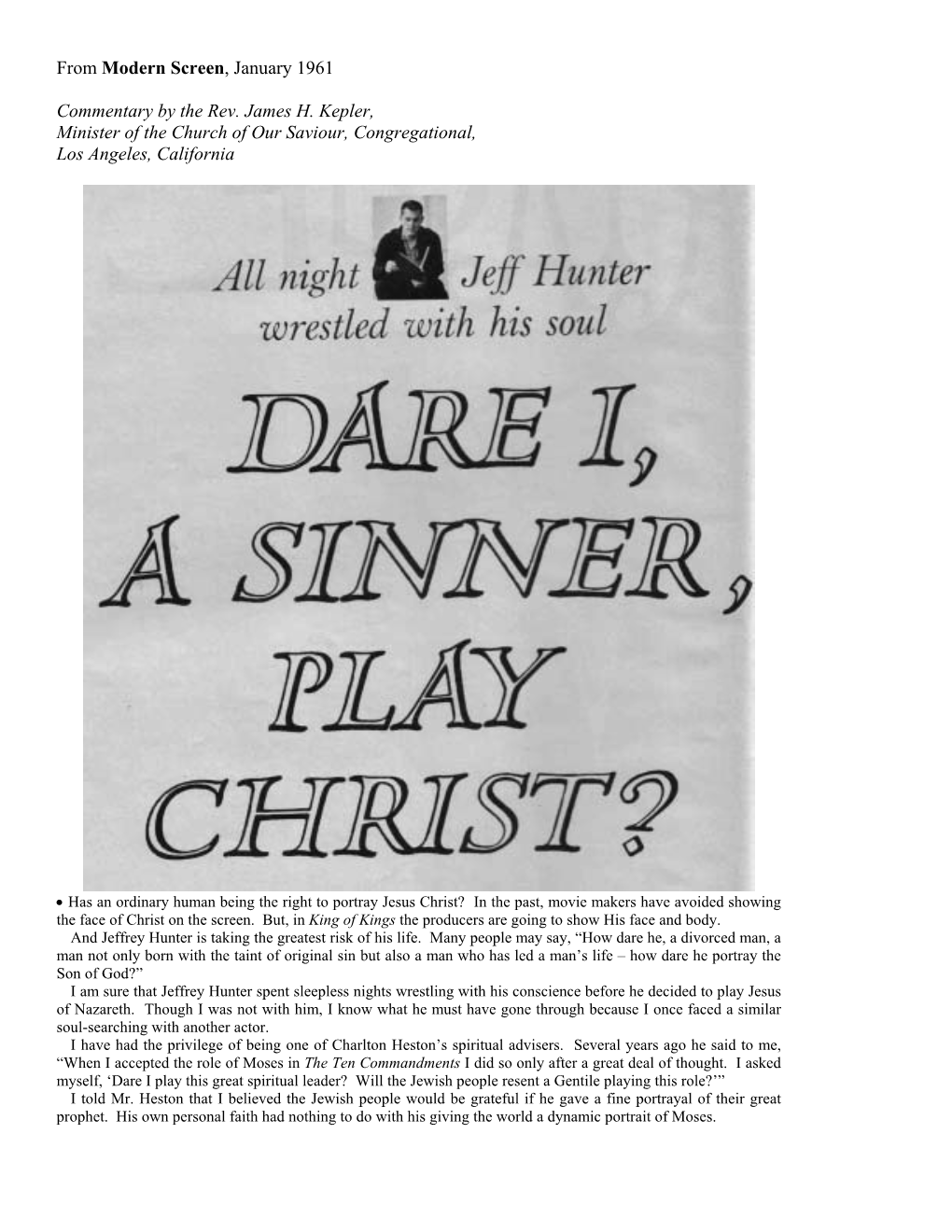 Dare I, a Sinner, Play Christ? (Original Magazine Format)