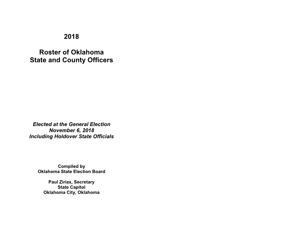 2018 Roster of Oklahoma State and County Officers
