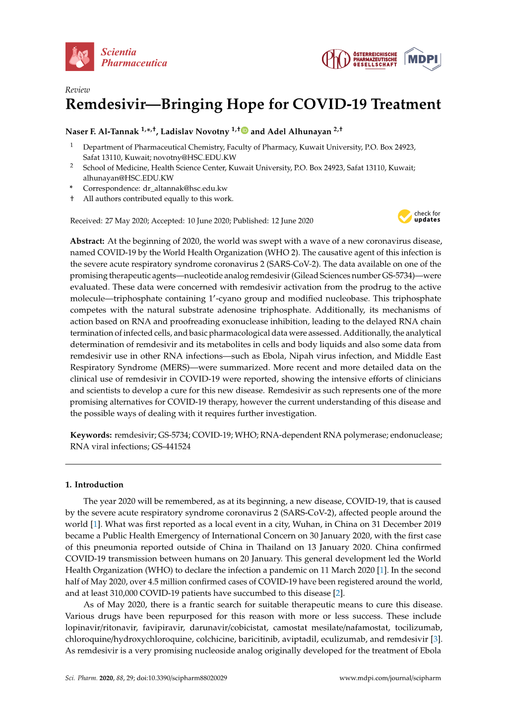 Remdesivir—Bringing Hope for COVID-19 Treatment