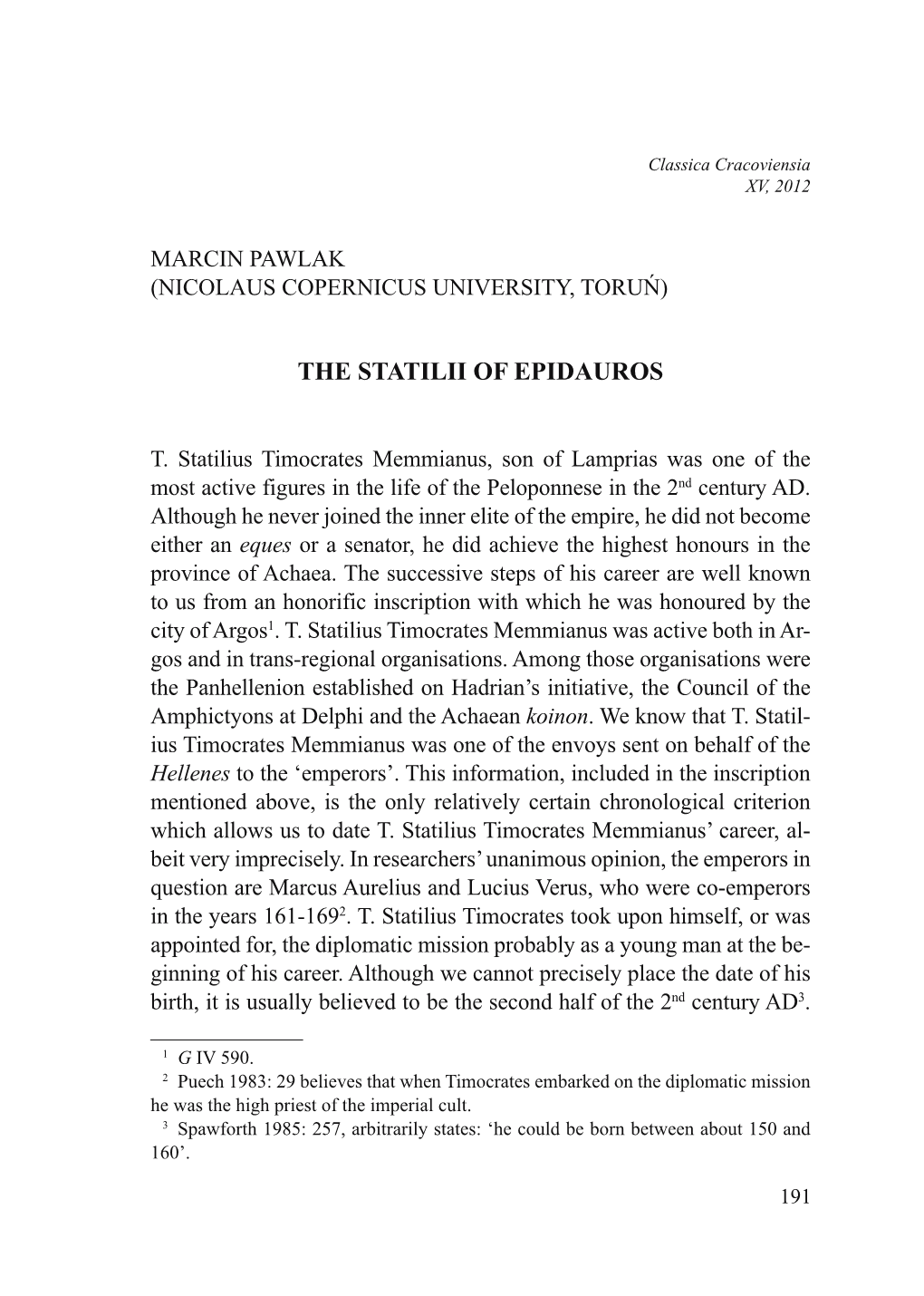 The Statilii of Epidauros