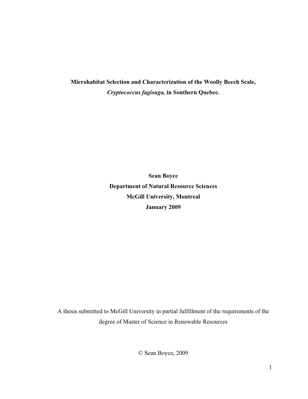 1 Microhabitat Selection and Characterization of the Woolly