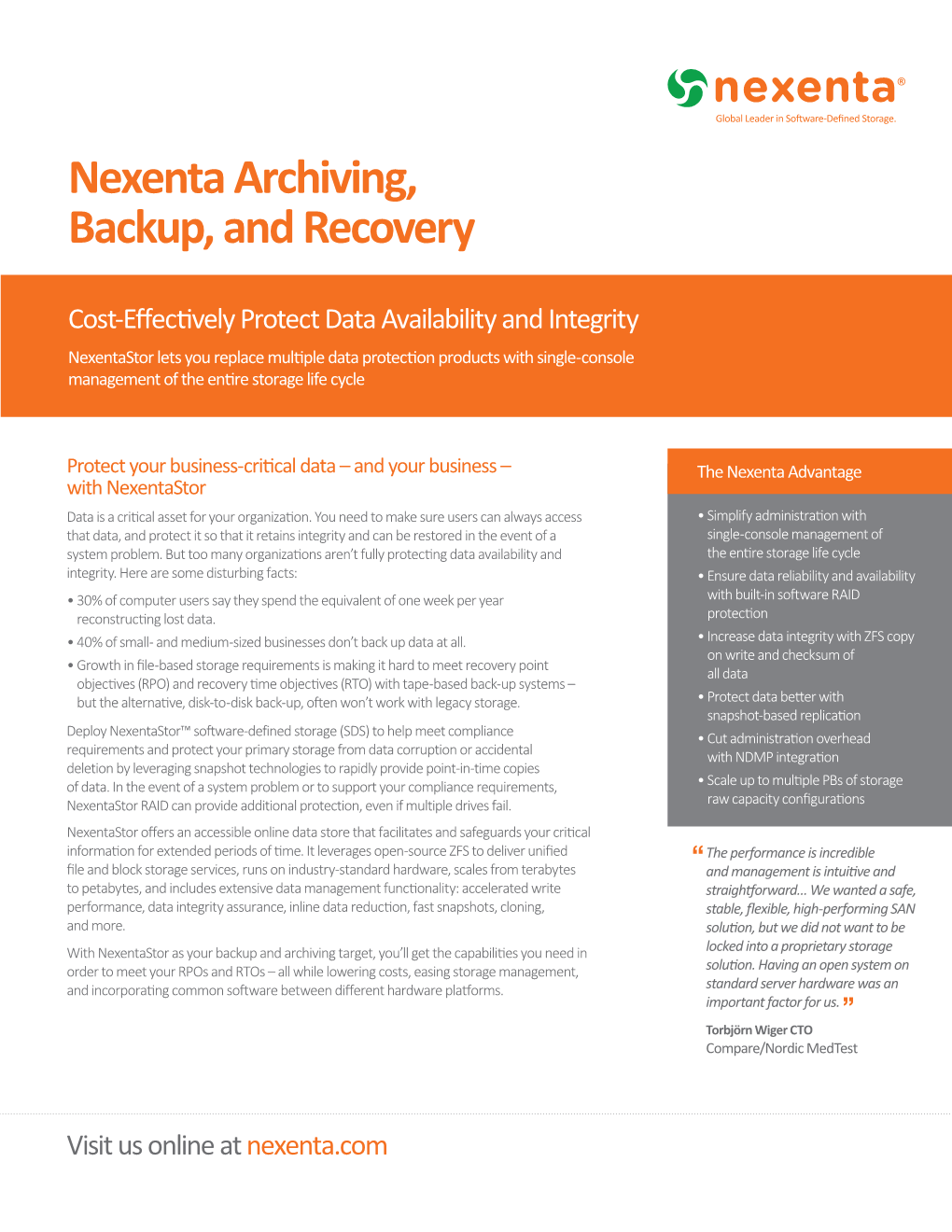 Nexenta Archiving, Backup, and Recovery