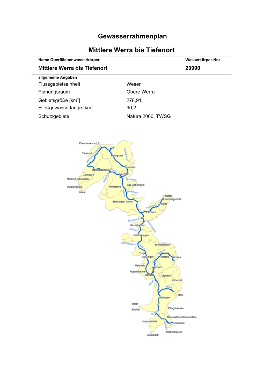 Mittlere Werra Bis Tiefenort Gewässerrahmenplan