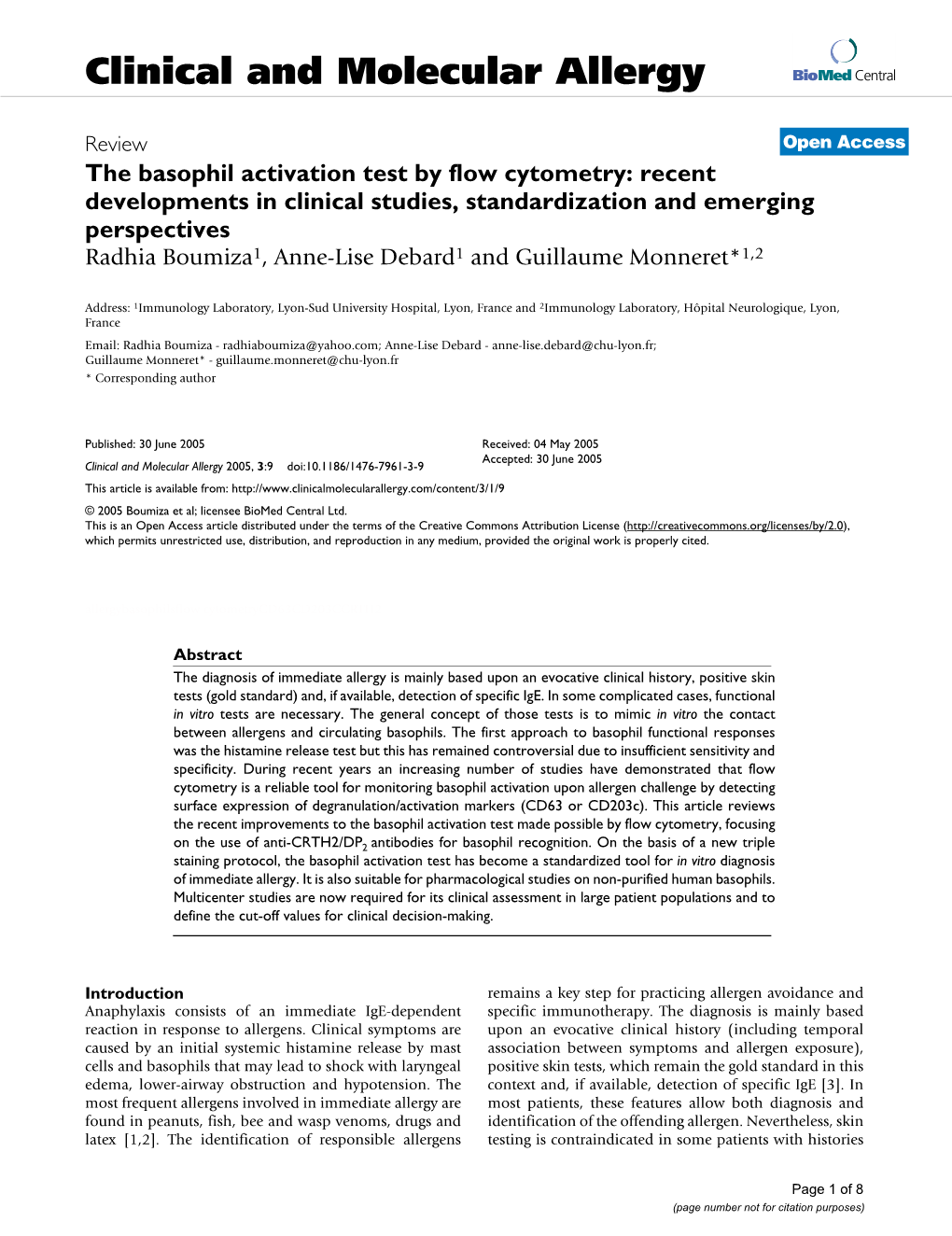 The Basophil Activation Test by Flow Cytometry