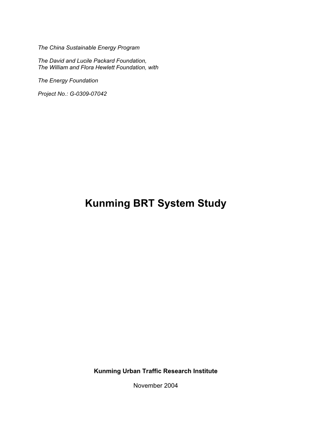 Kunming BRT System Study