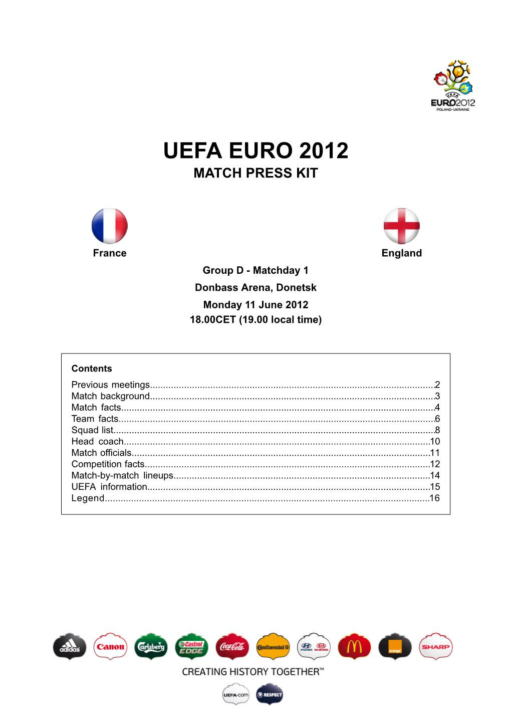 Uefa Euro 2012 Match Press Kit